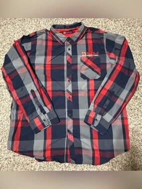 Red Bull Men's Navy & Red Plaid Button-Down Shirt